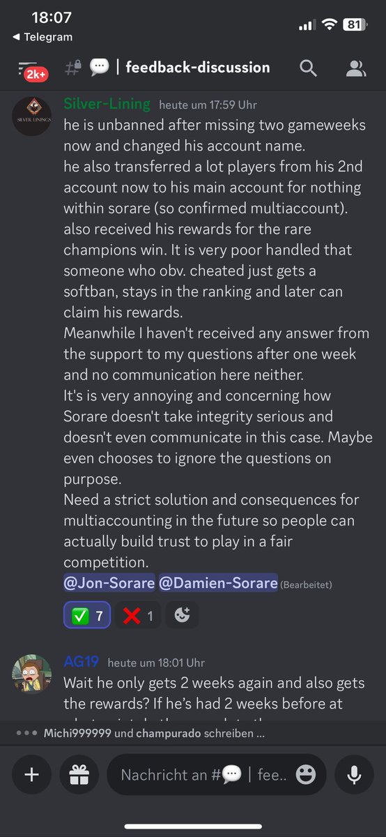 doncizzel's tweet photo. So this is how you handle fraud (multi accounting) on your platform @ni2las ? It’s getting out of hand day per day. @SorareNBA communication is nearly not existent. We’ve been patient way too long. We don’t need answers anymore , we need some serious action. https://t.co/mezMfJHb0O