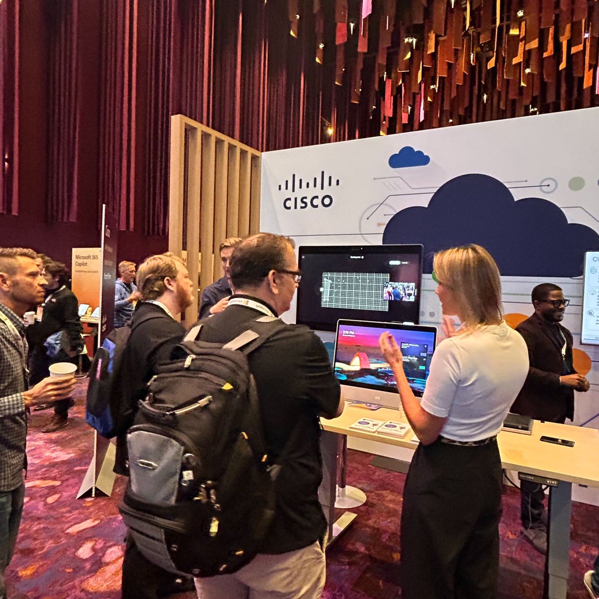 Excited for <a href="/Cisco/">Cisco</a>  to be participating at <a href="/Microsoft/">Microsoft</a>  Ignite. Busy day at the Cisco booth demonstrating how the power of RoomOS and Cisco Devices can make Microsoft Teams meetings even better. Learn more here: cisco.com/c/en/us/traini…