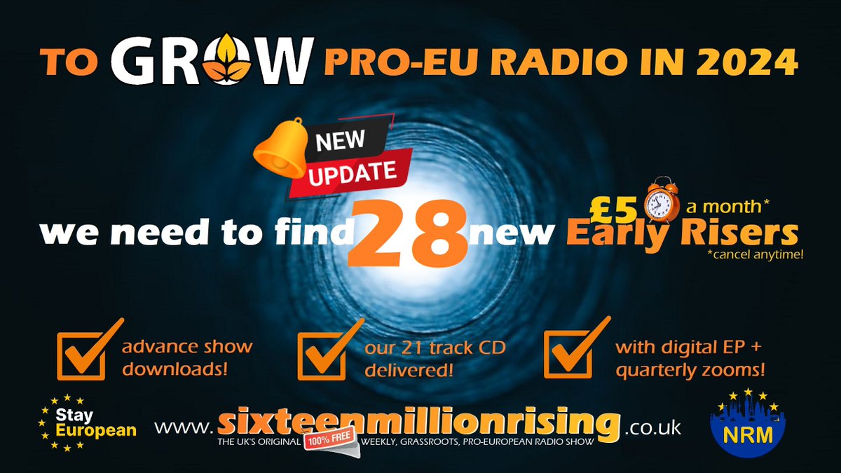 Help us make FREE #ProEU radio every seven days! With just 2⃣8⃣ more subscribers we'll be in a position to broadcast our show throughout 2024! 🙋‍♂️ Go to! 👉 bit.ly/3O1ahKa #ProEU Radio | Since 2016 🎧