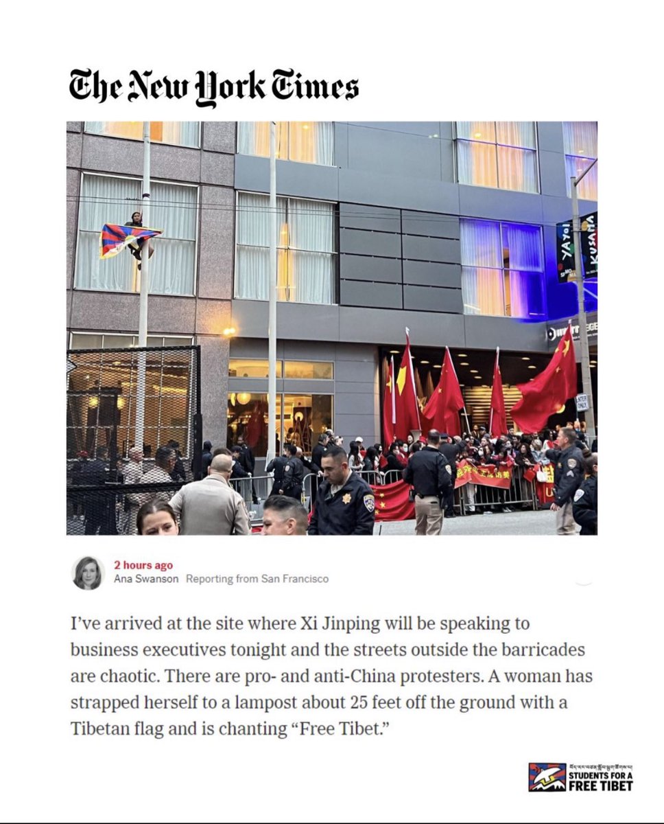 tamogondup's tweet photo. We persist in our pursuit of freedom until it is rightfully reclaimed. Applauding the activists bravely protesting against Dictator Xi.
#FreeTibet #APEC2023 #CondemnCCP https://t.co/MPBW1ezXob