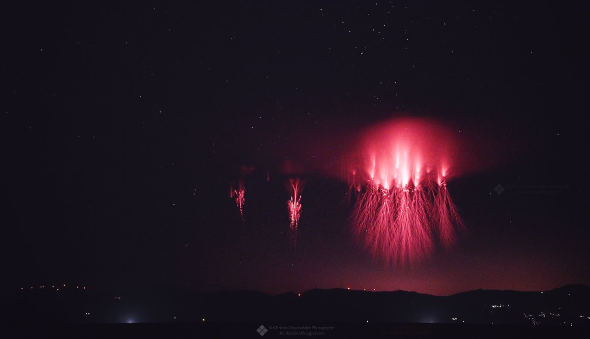 csath's tweet photo. More than 150 #TLEs in total, were captured over #thunderstorms at the #Aegean Sea and W #Turkey on Nov. 11 and Nov. 13, 2023. If you want to find out more, check our recent #paper about TLEs from Greek-based observers, here: https://t.co/IJmoHiFypq --- @StormHour #StormHour https://t.co/7rvBUPOSQr