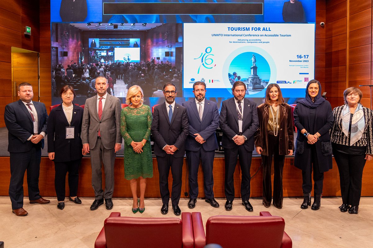 UNWTO's tweet photo. Day 1 done ✅️

 🇸🇲 Today in San Marino we learned about: 

🏤 Government inclusive tourism strategies
  🧾ISO standard 21902
 🏞Making nature + culture accessible

💻 Tune in tomorrow to learn the business benefits of accessible tourism!

 🔗https://t.co/ALWrwjL5CL https://t.co/39lQCKIbes