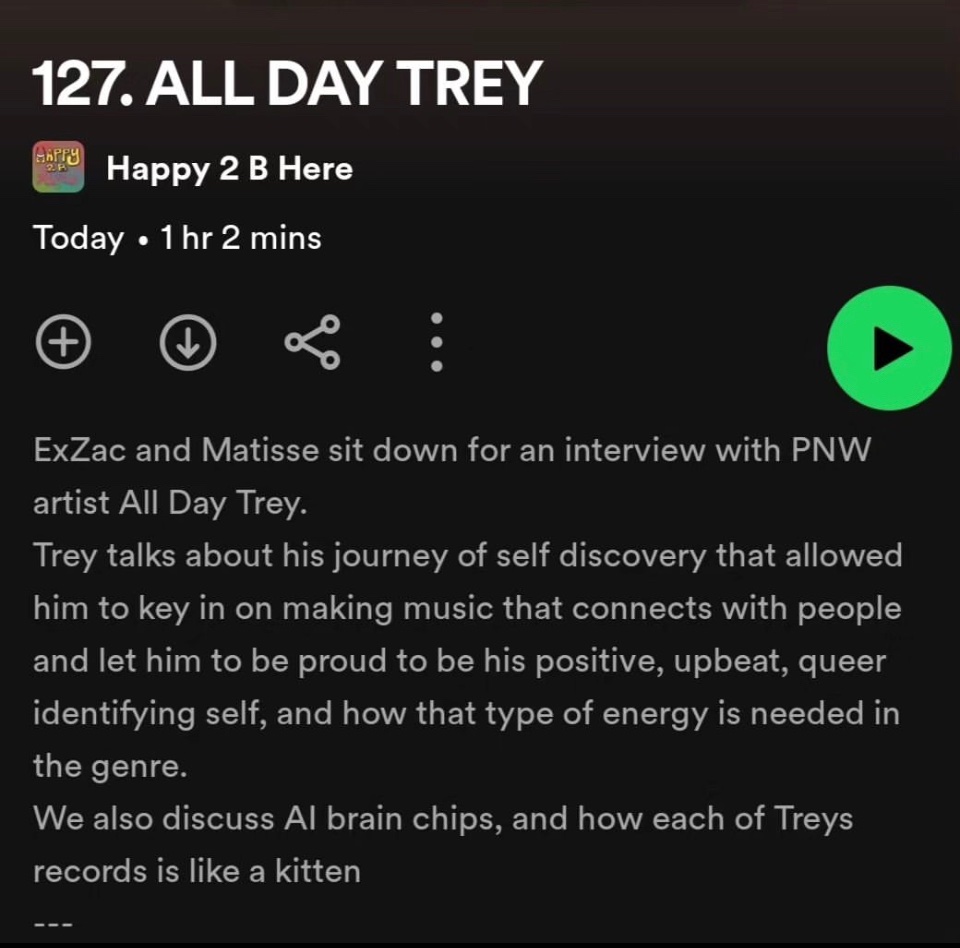 Ep 127 w/ “Seattles Sunniest rapper” All Day Trey is out now!

youtu.be/zguZ4W9fFgs?si…