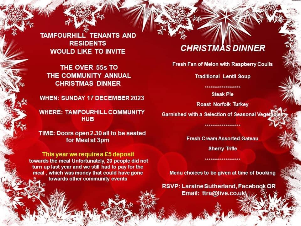 The TTRO would like to invite our over 55s to the xmas Meal, £5 this year, However if you are struggling please let a member of the committee know … Laraine will be in the hall this Tuesday to take names , or contact us on the options below…