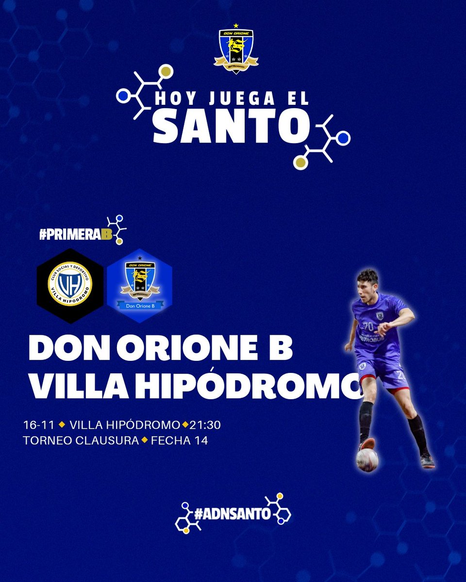 ◾️Primera B | Masculino 🏆

Hoy juega el Santo 💪🏼

🔹️Don Orione B vs Villa Hipódromo 

🇪🇪 Don Orione B, visitará a Villa Hipódromo por la fecha 14 desde las 21:30 horas.

#ADNSanto #SFMendoza