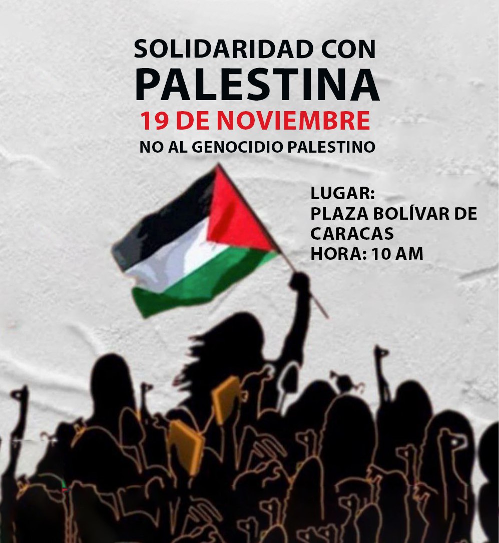 _JorgeRamirez's tweet photo. 🇵🇸𝗦𝗢𝗟𝗜𝗗𝗔𝗥𝗜𝗗𝗔𝗗 𝗖𝗢𝗡 𝗣𝗔𝗟𝗘𝗦𝗧𝗜𝗡𝗔🇻🇪

#FreePalestine_Now 🇵🇸

Vamos todos a la gran concentración en rechazo al Genocidio contra #Gaza

⚫️ FECHA: Sábado 19 de Noviembre 
🔴 LUGAR: Plaza Bolívar #Caracas
🟢 HORA: 10 AM

#IsraelTerrorism
#StopGazaGenocide 
#19nov_GazaMillionMarchLHR

@palestina_libre @ElAbueloKraken @simangeo @Ebbaba_H @dcabellor 

#16Nov | #ElEsequiboEsMío
