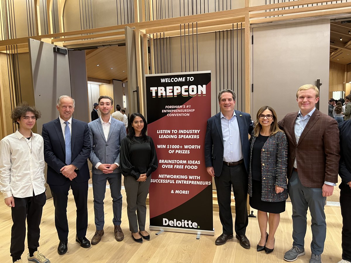 FordhamFoundry's tweet photo. The Entrepreneurship Society’s 13th Annual Entrepreneurship Conference, TrepCon, sponsored by Deloitte, was held on Monday, November 13th!

The keynote speaker this year was Bruce K. Taragin who spoke about his experience in a fireside chat with Dean Lerzan Aksoy. https://t.co/1IPxwwjMO1