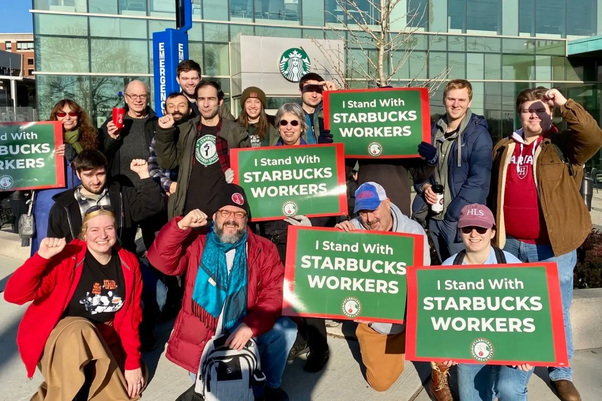 Boston_DSA's tweet photo. We are proud to stand with Starbucks workers during their Red Cup Rebellion! ☕️🌹 Our folks talked to hundreds of customers this morning at the Steaming Kettle, Tremont, and Tufts stores. Starbucks is union-busting hard but SBWU stays winning, and we’ll always have their backs! https://t.co/za4ae9Y1ai