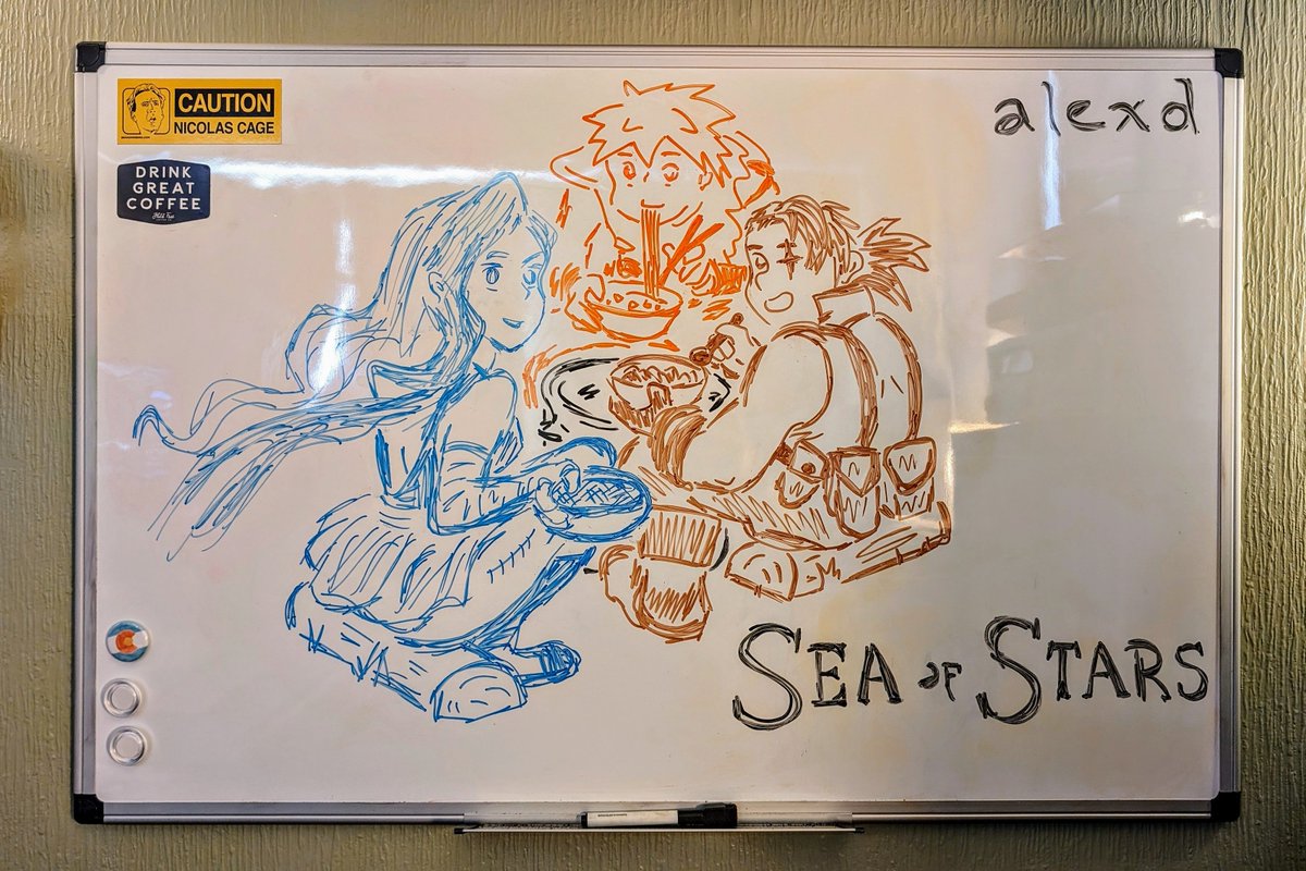 Another wildly belated entry for something I finished a while ago, but absolutely one of my fave games in years. #CurrentlyGamingCubicleArt #SeaOfStars #Garl 🌊✨🧑‍🍳🍜
