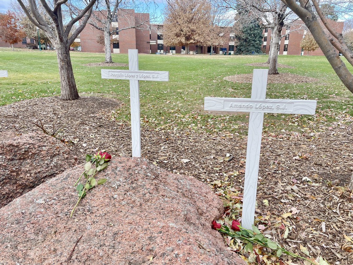 Chris___Kerr's tweet photo. Grateful to be with #Jesuit Commission on Justice and Ecology colleagues today for a meeting at ⁦@RegisUniversity⁩. We had a chance to pray in thanksgiving for the lives of the UCA martyrs and their legacy of work for truth, peace, and justice. ⁦@jesuitnews⁩ https://t.co/hEBCjd4bs4