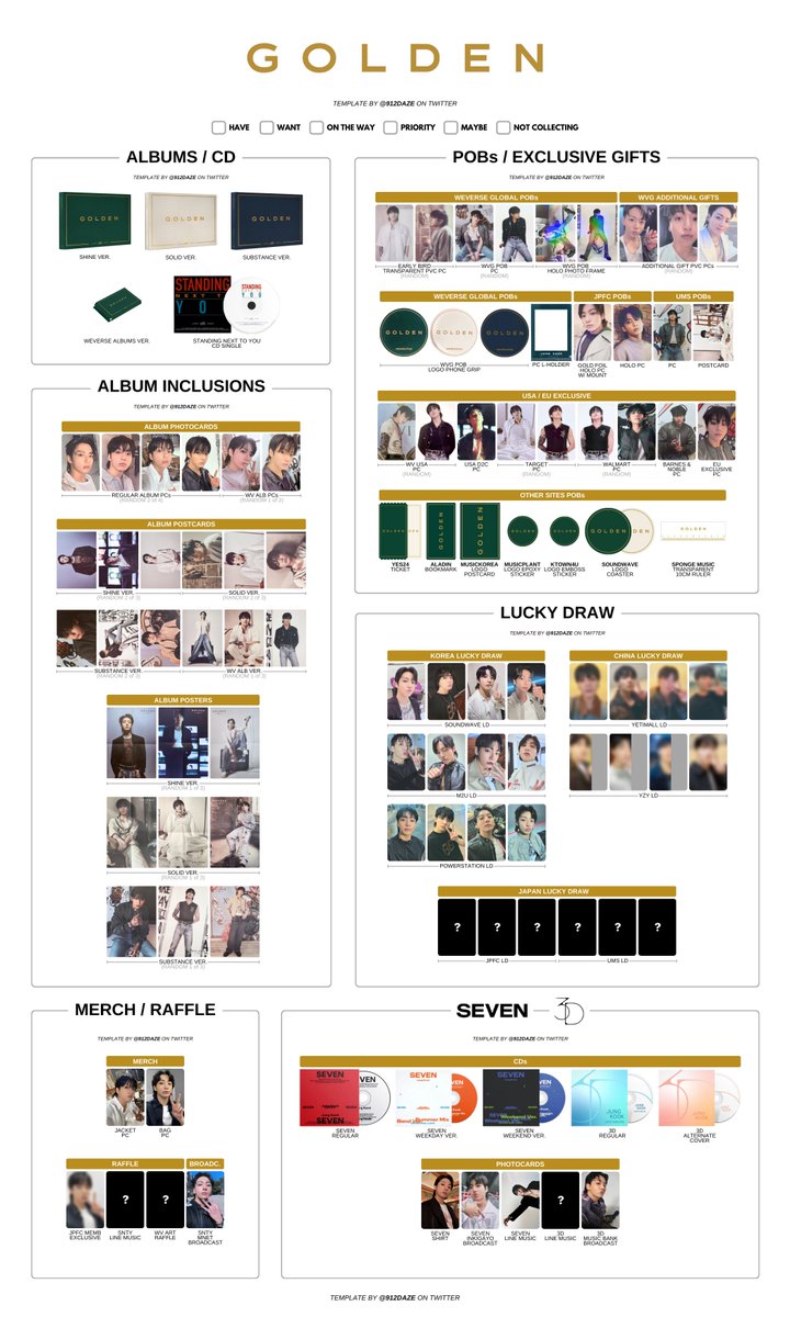 BTS JUNGKOOK PC PHOTOCARD WISHLIST TEMPLATES✨ JK - GOLDEN PC