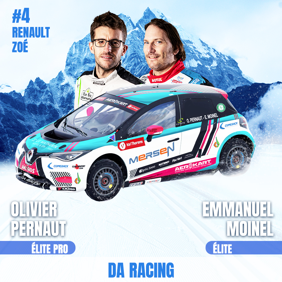 TropheeAndros_'s tweet photo. 🏁 Olivier Pernaut et Emmanuel Moinel sont de retour sur le e-Trophée Andros avec le Team DA Racing, prêts à faire le show aux commandes de leur redoutable Renault Zoe 🏎 💨
On vous dévoile bientôt qui seront leurs coéquipiers…⚡ ❄
#tropheeandros #valthorens #daracing #reveal https://t.co/XLXS3ZBujh