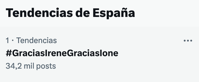 #GraciasIreneGraciasIone lleva varias horas siendo la primera tendencia en España. 💜✊🏼

Pedro Sánchez y Yolanda Díaz podrán expulsar a @Podemos del gobierno porque tienen, coyunturalmente, ese poder. Pero es imposible expulsarlo de la política porque @Podemos sois vosotrxs.