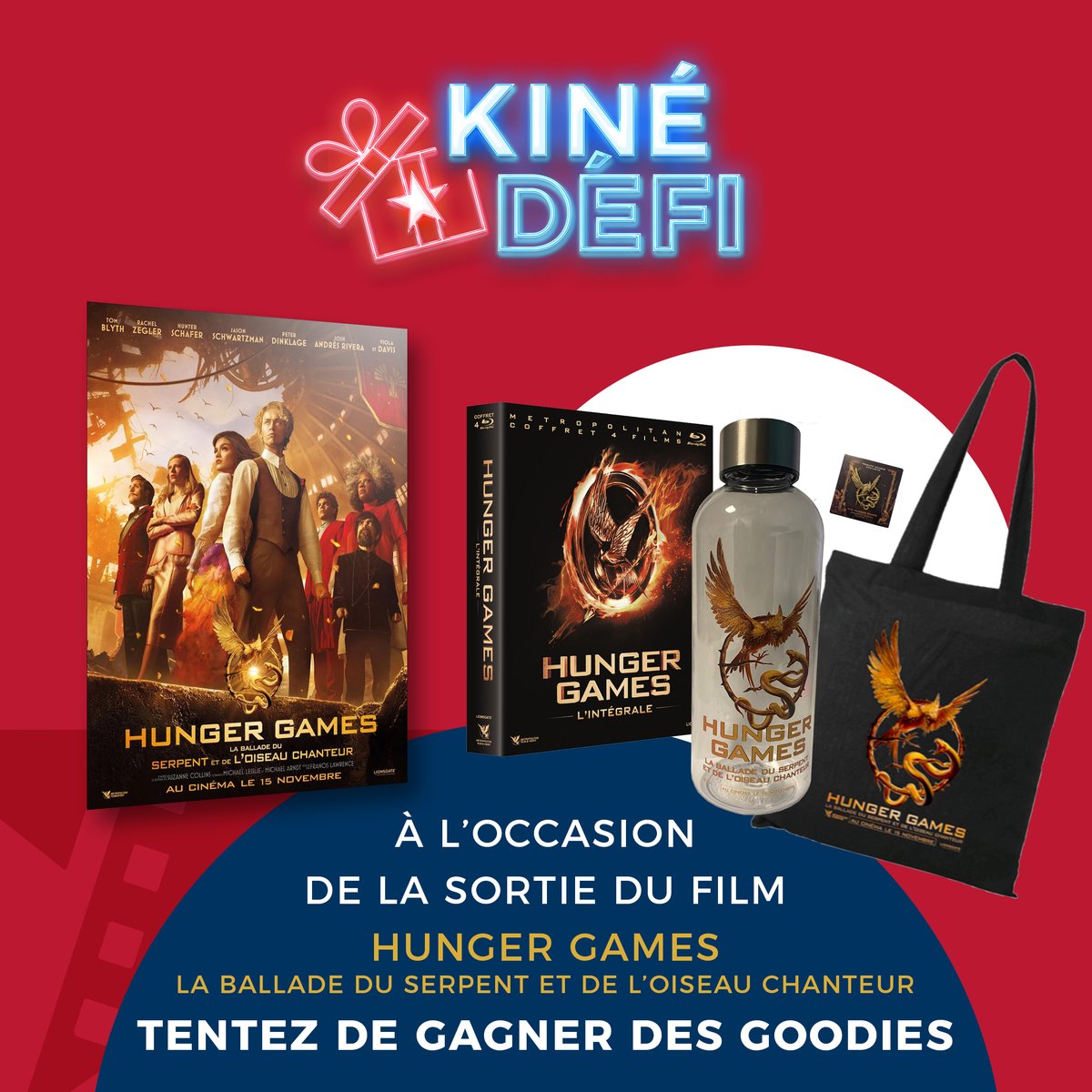 🐍 𝗖𝗢𝗡𝗖𝗢𝗨𝗥𝗦 
À l'occasion de la sortie de  𝗛𝗨𝗡𝗚𝗘𝗥 𝗚𝗔𝗠𝗘𝗦: 𝗟𝗔 𝗕𝗔𝗟𝗟𝗔𝗗𝗘 𝗗𝗨 𝗦𝗘𝗥𝗣𝗘𝗡𝗧 𝗘𝗧 𝗗𝗘 𝗟'𝗢𝗜𝗦𝗘𝗔𝗨 𝗖𝗛𝗔𝗡𝗧𝗘𝗨𝗥, à Kinepolis, tentez de remporter un pack de goodies collector aux couleurs du film !
