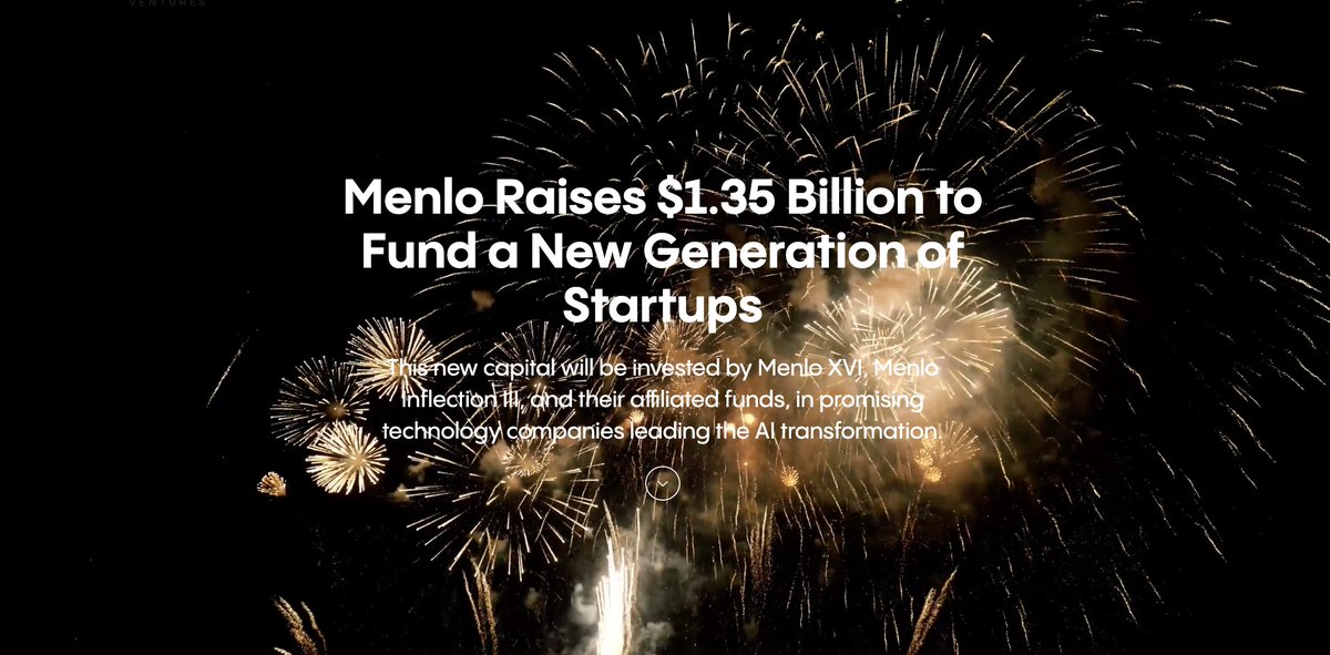 Exciting News from Menlo Ventures:  We have raised $1.35 billion in new capital to invest in a new generation of startups.  

With this new funding, we make a commitment to support the forthcoming generation of AI startups. Generative AI represents a seismic shift that will add
