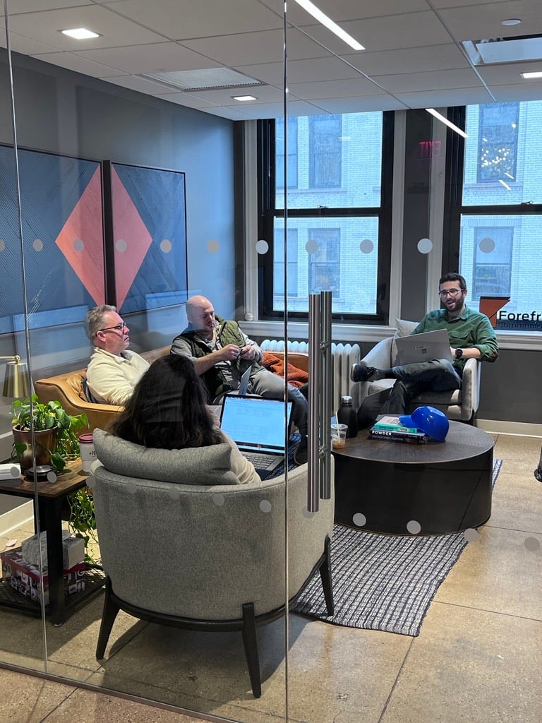 ForefrontComms's tweet photo. One of Forefront's founding pillars is collaboration. Since our founding, we've sought out team members who are generous with their knowledge and their time. Our in-office days give us plentiful opportunities to connect, collaborate and strategize face-to-face. https://t.co/wBdQUopd2F