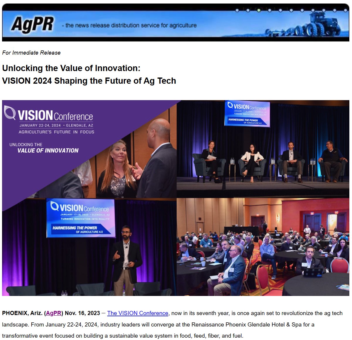 Unlocking the Value of Innovation: VISION 2024 Shaping the Future of Ag Tech. agnewscenter.com/archives.cfm?n… #VISION2024 #innovation #vision #agriculture #agtech <a href="/MeisterMedia/">Meister Media</a>