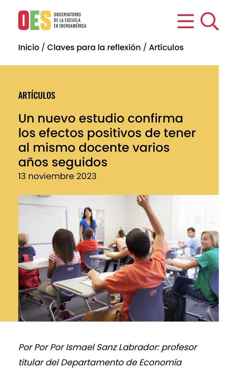 La segunda es la vencida? Cómo tener el mismo docente dos años seguidos fomentan habilidades académicas y un mejor comportamiento de los estudiantes. Post en <a href="/Fundacion_SM/">Fundación SM</a> sobre el artículo de <a href="/MatthewAKraft/">Matthew A. Kraft</a> oes.fundacion-sm.org/claves-para-la…