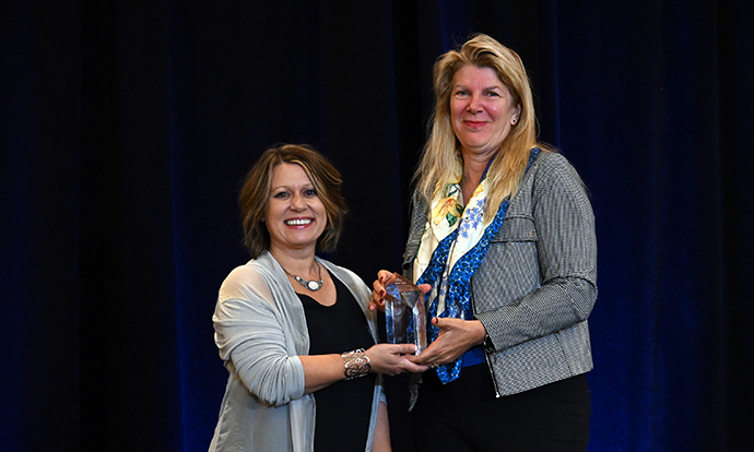 HFTP's tweet photo. Geneva Rinehart of @HospUpgrade has long been a paragon of information for the hospitality industry at large, so it seems fitting that she was selected to receive the 2023 HFTP Paragon Award at #HFTPAC23. 🏆 Learn more about Geneva at HFTP Connect: https://t.co/jz0CaCINJA https://t.co/ckU54RpsFg