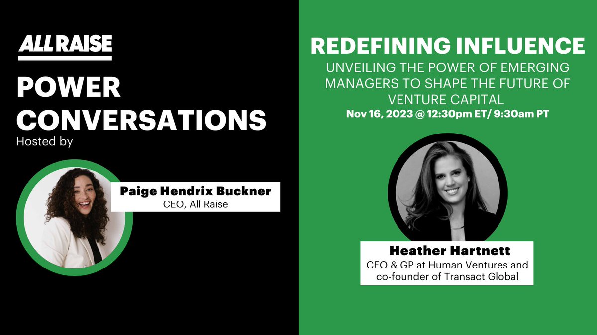 All Raise (@allraise) on Twitter photo 📣 Live tweeting starts now! Join us for #ARPowerTalks, featuring <a href="/HeatherHartnett/">HeatherHartnett</a> of <a href="/Human_Ventures/">Human Ventures</a> and our CEO, <a href="/PaigeHBuckner/">Paige Hendrix Buckner</a>. 🌟 📌 Follow this thread for valuable insight, thought-provoking discussions, and the opportunity to ask questions. 🧵 ⬇️ 📣 Live tweeting starts now! Join us for #ARPowerTalks, featuring <a href="/HeatherHartnett/">HeatherHartnett</a> of <a href="/Human_Ventures/">Human Ventures</a> and our CEO, <a href="/PaigeHBuckner/">Paige Hendrix Buckner</a>. 🌟 📌 Follow this thread for valuable insight, thought-provoking discussions, and the opportunity to ask questions. 🧵 ⬇️