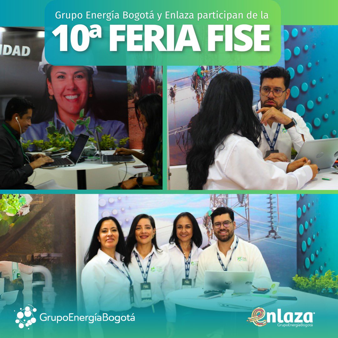 GrupoEnergiaBog's tweet image. ¡@GrupoEnergiaBog y @EnlazaGEB participamos en la feria #FISE2023!

✅ En la 10ª edición de este encuentro seguimos compartiendo con actores del sector eléctrico nacional e internacional para fortalecer nuestro registro de proveedores y seguir mejorando vidas.