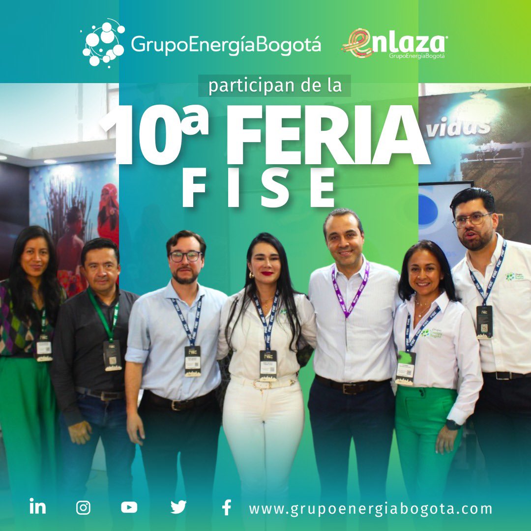 GrupoEnergiaBog's tweet image. ¡@GrupoEnergiaBog y @EnlazaGEB participamos en la feria #FISE2023!

✅ En la 10ª edición de este encuentro seguimos compartiendo con actores del sector eléctrico nacional e internacional para fortalecer nuestro registro de proveedores y seguir mejorando vidas.