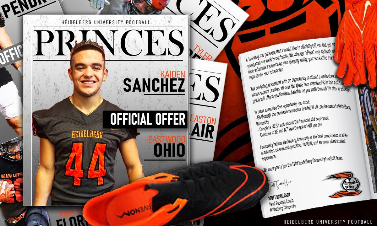 After having a great visit and conversations with <a href="/Coach_Donaldson/">Scott Donaldson</a>, <a href="/coachjasonlewis/">Jason Lewis</a>, and the rest of the staff, I am blessed to have received an offer to play football at Heidelberg University. #goberg⚔️<a href="/BergFootball/">Heidelberg Football</a> <a href="/EastwoodFB/">Eastwood Football</a>