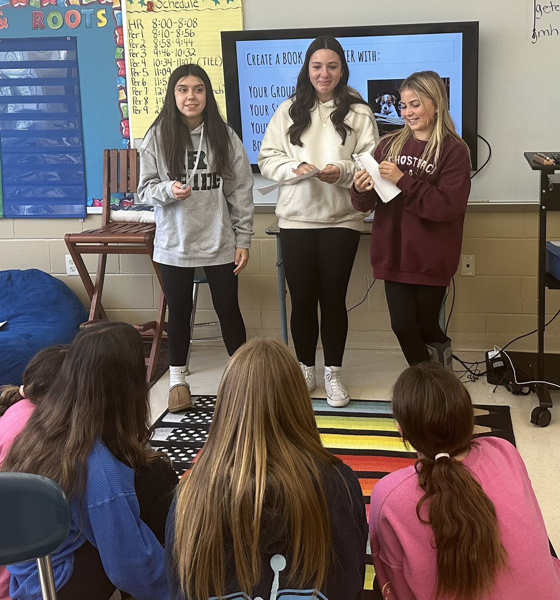 CVanDerWende's tweet photo. Who doesn’t love a book club slogan jingle? 🎶 📚 Today students have fun collaborating with their new book clubs to create group norms and more. @wyckoffschools @WPSEisenhower https://t.co/KP8u4wDQ1C