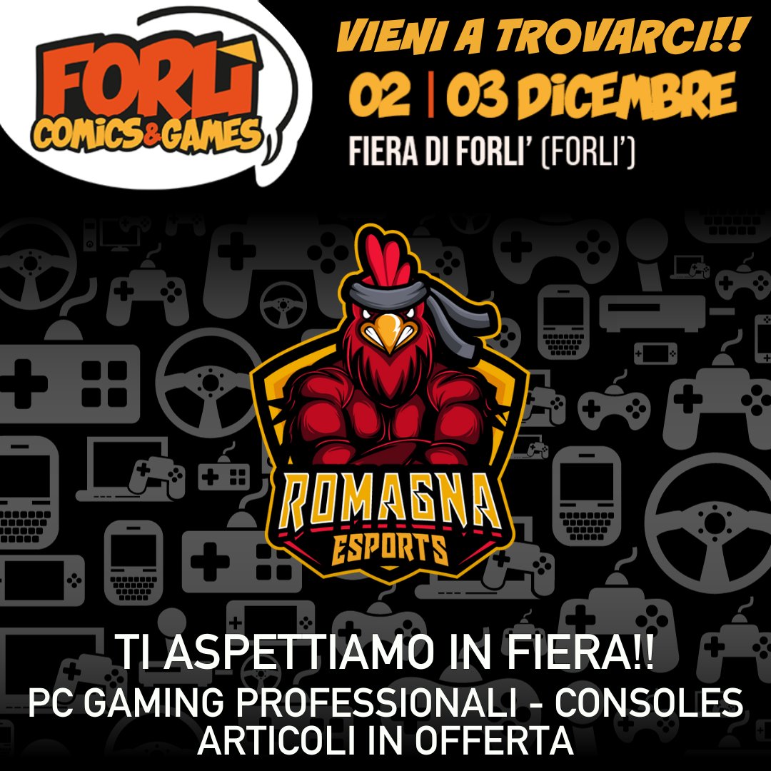 Sabato 2 e Domenica 3 Dicembre siamo in fiera a Forlì @fieredelfumetto
.
Presso il nostro stand trovere 
💻 #Pcgaming professionali 
🎮 Coonsole di gioco #plastation
🐓 Banco info sull'associazione
🧙‍♂️ Tanti prodotti #gaming in offerta 

#forlì #cesena #esports #videogames a