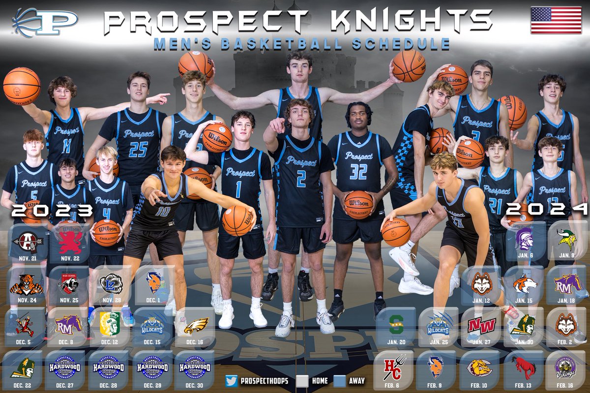 23-24 Schedule Poster drop!! Come get yours at our scrimmage night tomorrow! Varsity takes the floor at 6:15 pm. <a href="/FrankMirandola/">Frank Mirandola</a> <a href="/KnightsofPHS/">Prospect High School</a> <a href="/ScottMcD_PHS/">Prospect Athletics</a> <a href="/PHS_A_Boosters/">PHS AthleticBoosters</a>
