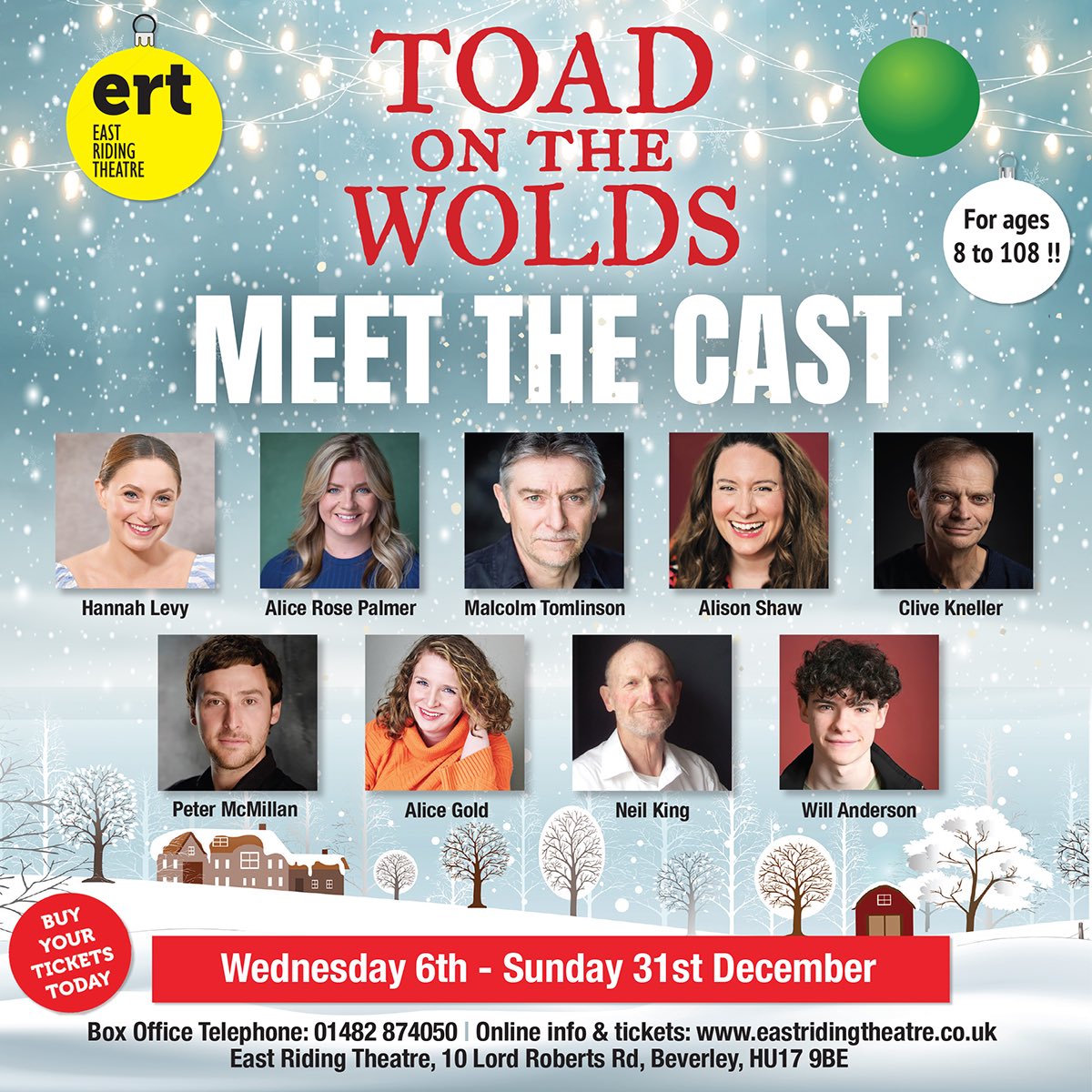 Rehearsals for ‘Toad on the Wolds' are now in full swing. We are pleased to announce our fabulous Cast for your entertainment.

Wed 6th - Sun 31st Dec @ 7.30pm plus selected 2.30pm matinees                             

Tickets: 01482 874050
bit.ly/3u8jwSP