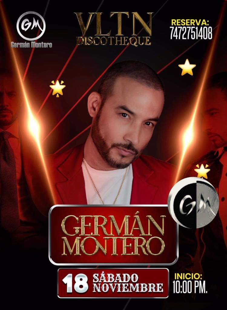 Este sábado llega <a href="/germanmontero5/">GermanMontero5</a>  y su @ahomense_mx para complacer a su público con todos sus éxitos en VLTN Valentino Night Club 
#GermanMontero 
#MonteroMusic 
#teammontero 
#BandaAhomense
#TeamGermánMontero 
#FamiliaFansGM 
#losperros 
#PlebesDeGM