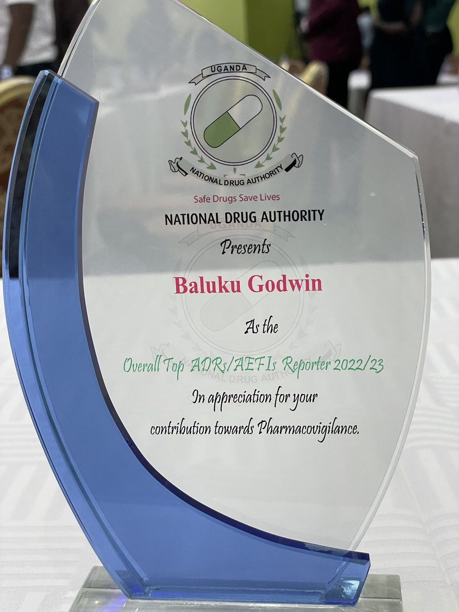 About today #pharmacovigillance overall award winner. Thanks @UNDAuthority and partners @MinofHealthUG @PharmacistsUg 💪🏿💪🏿 Pharmacol for Drugs, Vigilance for awareness
