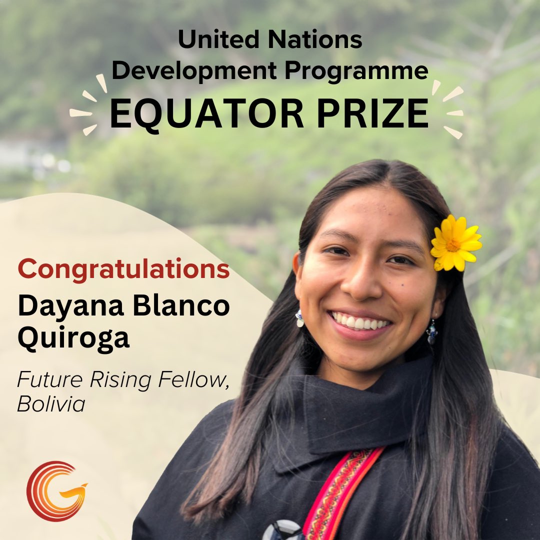 girlrising's tweet photo. 📣 Shout out to Dayana Blanco, #FutureRising Fellow, #Bolivia for winning the @UNDP's #EquatorPrize!  📣

She and her team of 15 #Indigenous Bolivian women were honored for their efforts in restoring Uru Uru Lake using nature-based solutions.

Learn more: https://t.co/vKWWH1KWVn https://t.co/C1ujahcKQ8