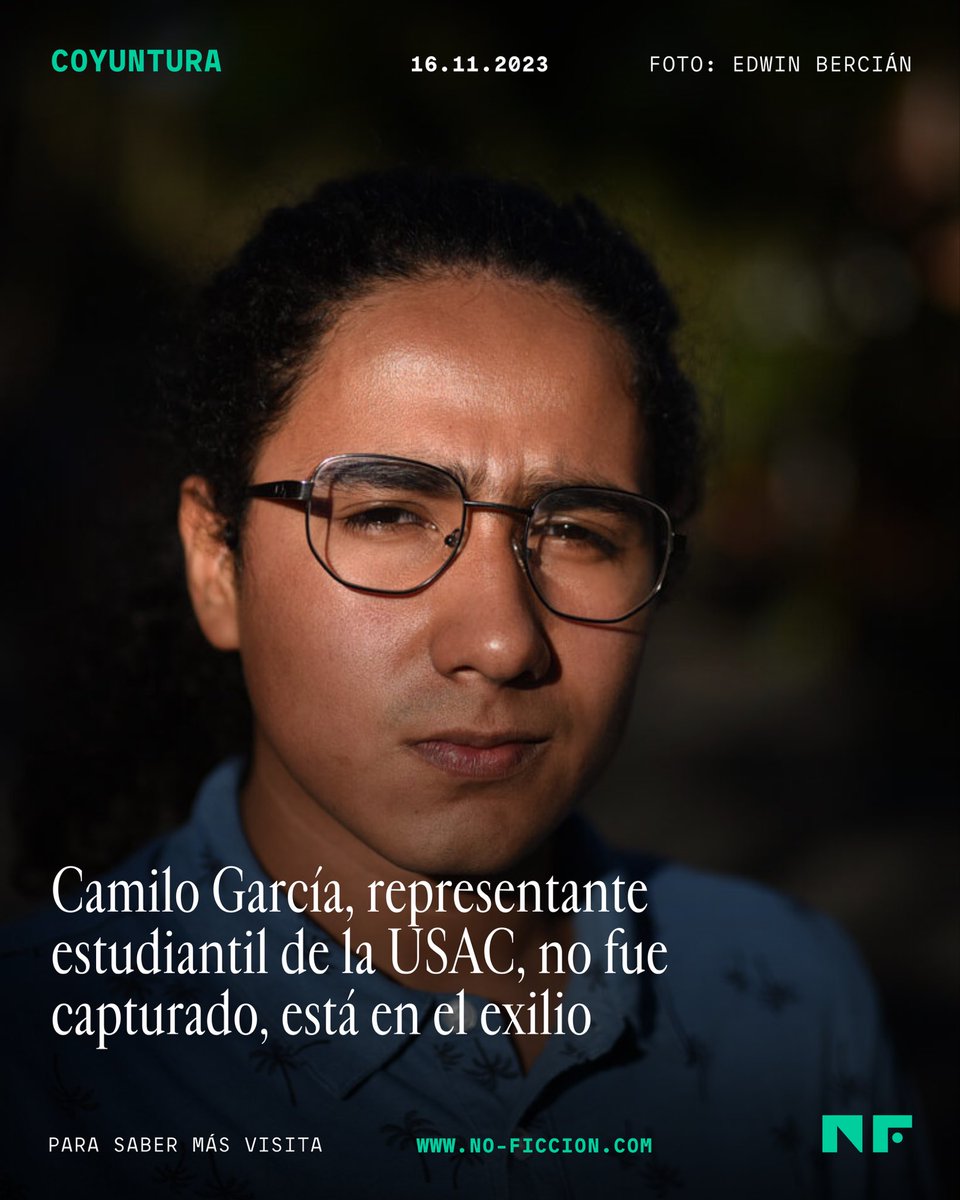 Camilo García, estudiante y dirigente estudiantil que se encuentra en la lista de acusados con orden de captura hoy por el caso de la toma de la USAC, no fue capturado, lleva un tiempo en el exilio por la persecución política a raíz de su defensa de la USAC, acoso judicial y la