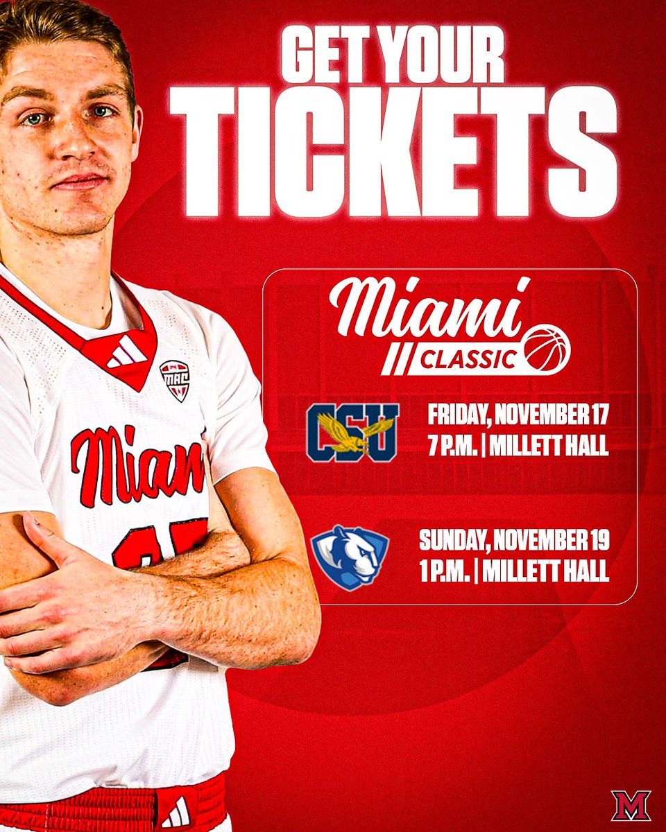 ‼️ GET READY ‼️

Only 1️⃣ day away from the Miami Classic! 

• Friday Jersey Night (1st 300 students)
• Rogers Rewards Friday &amp; Sunday (5 students win $500 each game)
• Students that attend either game are entered in a Sunday drawing for prizes

#MiamiMindset || #RiseUpRedHawks
