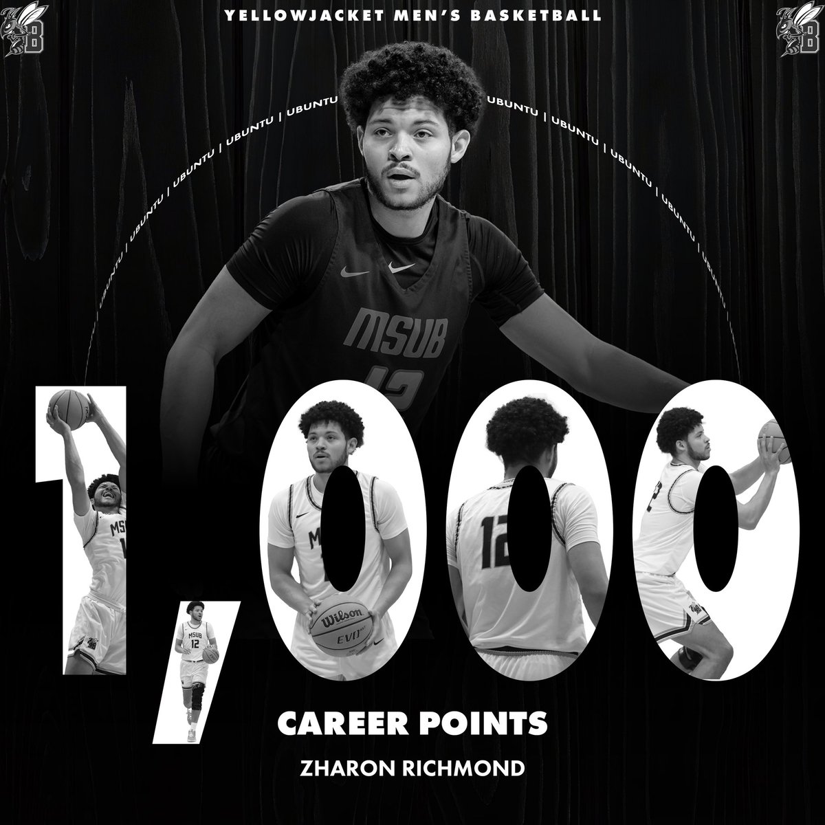 1K.

After last nights game Zharon Richmond surpassed the 1,000 career points mark and sits at 1,007 which is top-25 in the MSUB record books❗️

#msubsports | #msubmbb | #ubuntu
