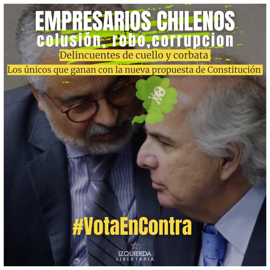izq_libertaria's tweet photo. Quieren seguir robando: Los grandes empresarios roban coludiéndose con los precios de los remedios, alimentos, sacándonos parte de nuestro sueldo para el negocio de las pensiones (AFPs) y la salud (Isapres), ahora corrompen a políticos y funcionarios del SII y CMF. https://t.co/b5Xnwc7Iwx