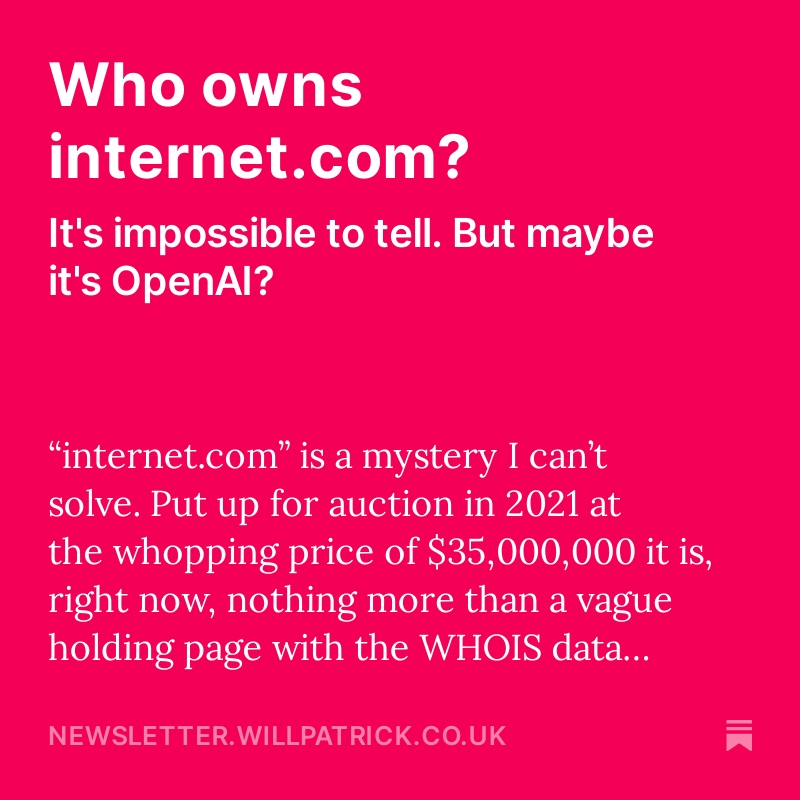 itswillpatrick's tweet image. sometimes I get fixated with benign mysteries on the internet to the point where I have to write about them

also, this is my first substack post! exciting times. the link to get there is in my bio