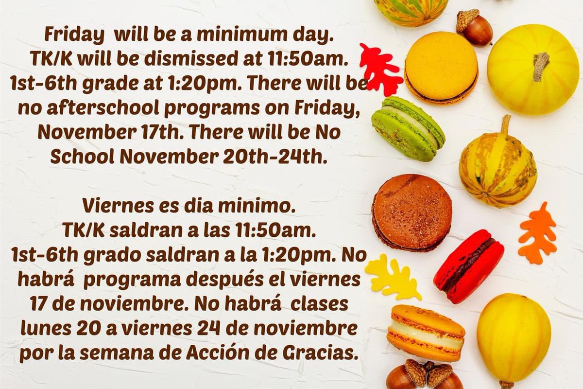 Tomorrow is a minimum day. There will be no after school programs either.