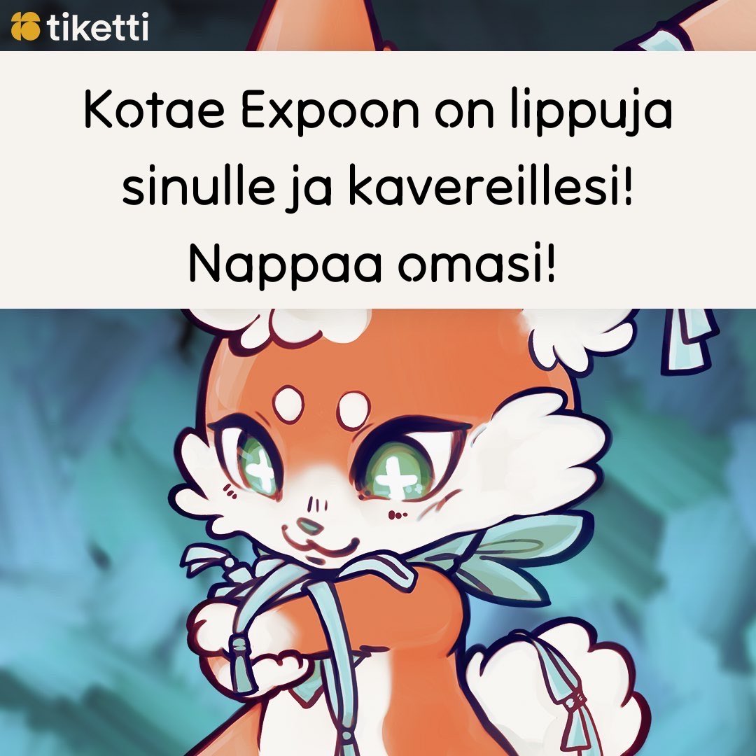 Tokilta löytyy kaveriporukallesi pääsylippuja! 🦊🧡 
Muistathan että lippuja saa Early Fox -hinnoilla vielä 26.11. saakka!

Käy nappaamassa lippusi ensi kesän tapahtumaan osoitteesta kotae.fi/liput/lippukau…
#kotaeexpo #kotaeexpo2024