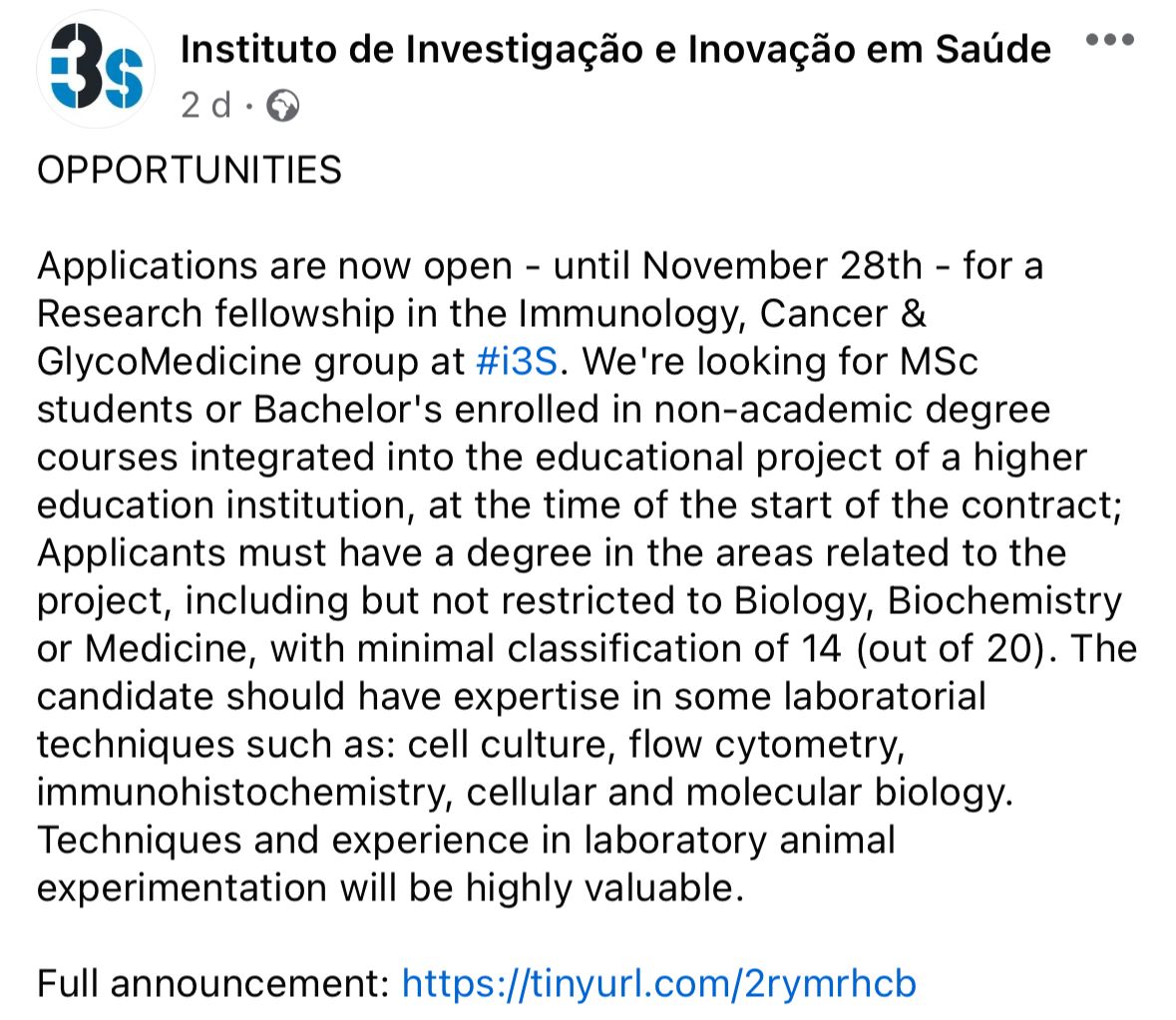 Ângela Fernandes (@a__fernandes12) on Twitter photo We are hiring📣
Interested in Immunology, Glycobiology and Autoimmunity?
Full announcement here: tinyurl.com/2rymrhcb
#i3Sjobs #glycotime <a href="/i3S_UPorto/">i3S-Instituto de Investigação e Inovação em Saúde</a>
Know more about the research group: pinholab.i3s.up.pt We are hiring📣
Interested in Immunology, Glycobiology and Autoimmunity?
Full announcement here: tinyurl.com/2rymrhcb
#i3Sjobs #glycotime <a href="/i3S_UPorto/">i3S-Instituto de Investigação e Inovação em Saúde</a>
Know more about the research group: pinholab.i3s.up.pt