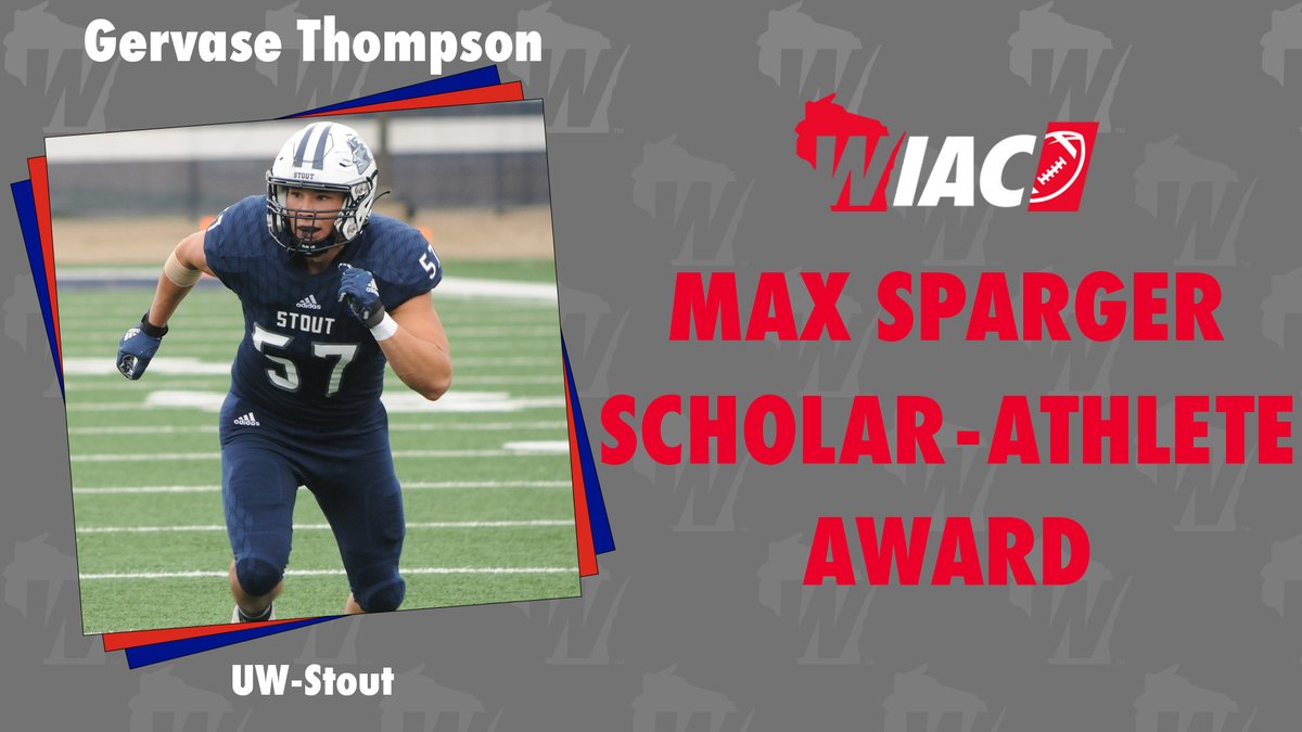 #WIACFB | <a href="/stoutbluedevils/">UW-Stout Athletics</a> Gervase Thompson Named Max Sparger Football Scholar-Athlete! Visit bit.ly/3QZTvht to access the full story.

#ExcellenceInAction
#d3fb