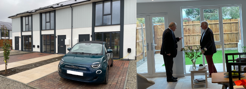 GregChantHall's tweet photo. There's lots of TALK about #NetZero, so great to see ACTION at opening of a real #NetZero housing development in Westgate, Kent, by @SirRogerGale 

The homes have super-low running costs &amp; are also light, airy &amp; spacious @Square_Gain   @OSGarchitecture  @MilesandBarr  @ThanetDC https://t.co/dabgc7D0Mm