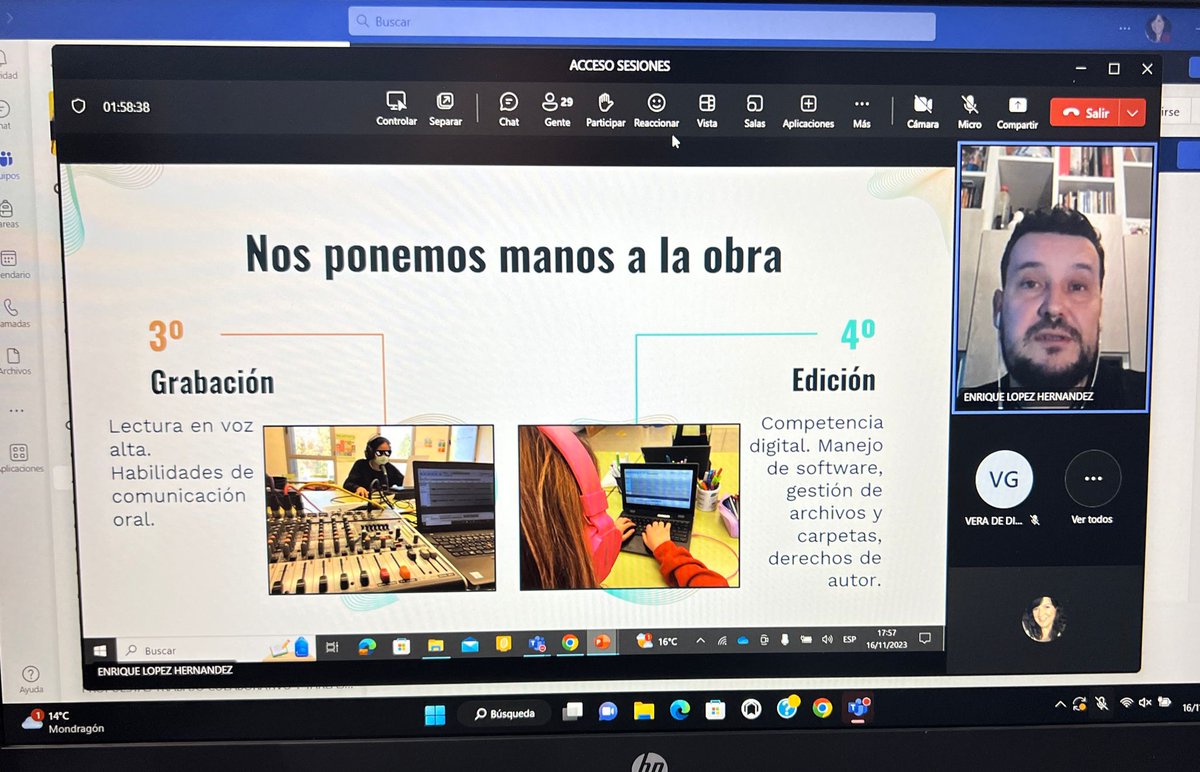 👩🏻‍💻 'CoDiCe TIC: s. de aprendizaje a través de la radio escolar', <a href="/Lydia_marcelo/">LYDIA MARCELO</a> y <a href="/Dosenteros/">Quique</a> con <a href="/IMCvillarcayo/">IES MERINDADES DE CASTILLA</a>, #CEIPTreviño,  <a href="/SanPomar/">CEIP San Isidro Medina de Pomar</a>, #CRARosaChacel, #CEIPObarenes

 📻 Aspectos clave de equipos y herramientas de edición para la radio escolar

#tiCyL 
#formaciónCyL