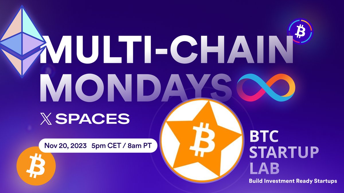 Tune in for our upcoming installment of Multi-Chain Mondays, where @btcstartuplab will provide firsthand insights on propelling the #BTC economy forward Share your questions below and set a reminder ⏰ 👉 twitter.com/i/spaces/1gqxv…