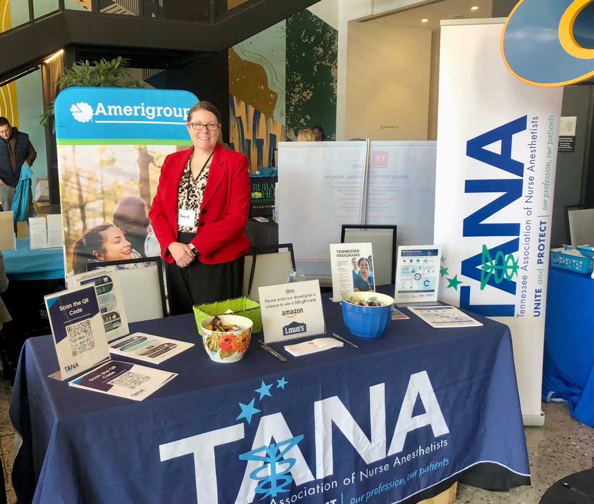 TANA Education Chair, Julie Bonom, exhibiting yesterday at the @TNRuralHealth 29th Annual Conference, 'Shining a Light on Rural Health: Advocating for a Brighter Future'.  We are glad to support the work they do to protect access to quality care in rural TN.