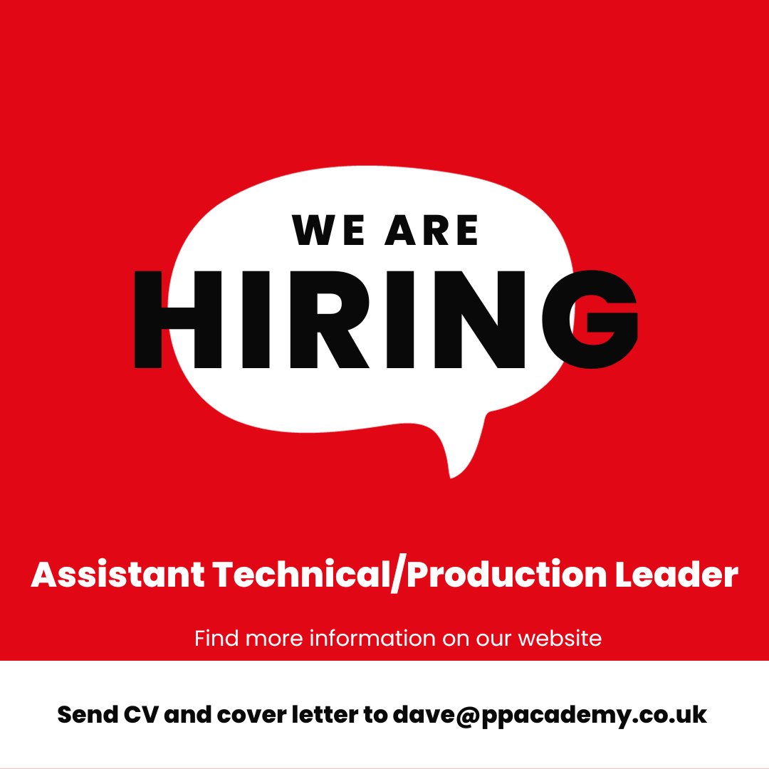 P P A (@ppacademyuk) on Twitter photo Come and join our production team at PPA? We are hiring! Send your CV and cover letter to dave@ppacademy.co.uk or get in touch for more info! #hiring #productionteam Come and join our production team at PPA? We are hiring! Send your CV and cover letter to dave@ppacademy.co.uk or get in touch for more info! #hiring #productionteam