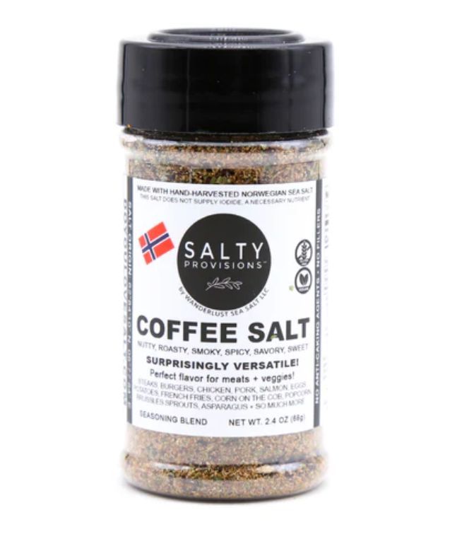 saltyprovisions's tweet photo. Introducing the one salt blend Mr. Salty can't live without... our COFFEE SALT!  Made with Sandhill Dark Roast Coffee and our Triple Smoke Norwegian Sea Salt, it's the perfect blend of coffee and sea salt: https://t.co/OGbz27y9XU 

#saltyprovisions #ilovegettingsalty #coffeesalt https://t.co/R15MOTBHnV