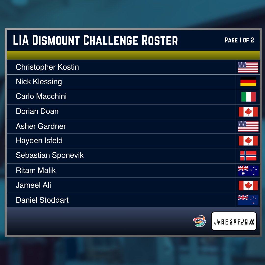 WGAgymnastics's tweet photo. Check out the Roster for the LIA Dismount Challenge! Featuring Olympians and WGA Champions from across the globe.

The competition goes LIVE on our YouTube channel on Nov 18, 1pm PST. https://t.co/3oS2J1p0BN